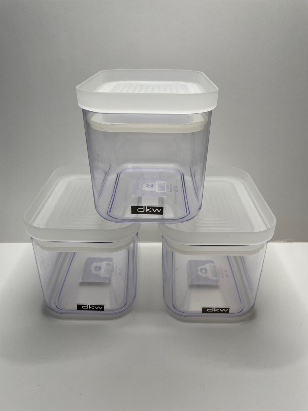 Clear Plastic Food Storage Containers with White Lids - 3-Pack
